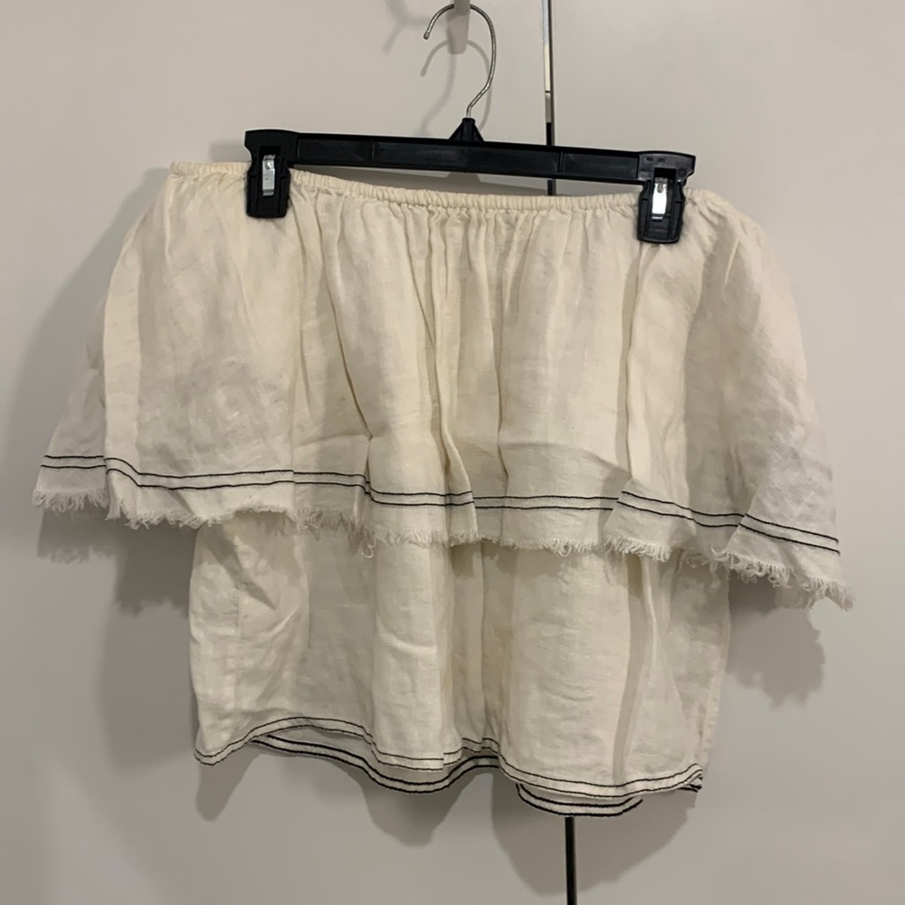 Zara off the shoulder white linen top
